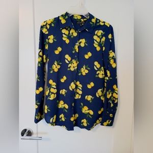Navy Lemon Button Up Blouse Banana Republic
